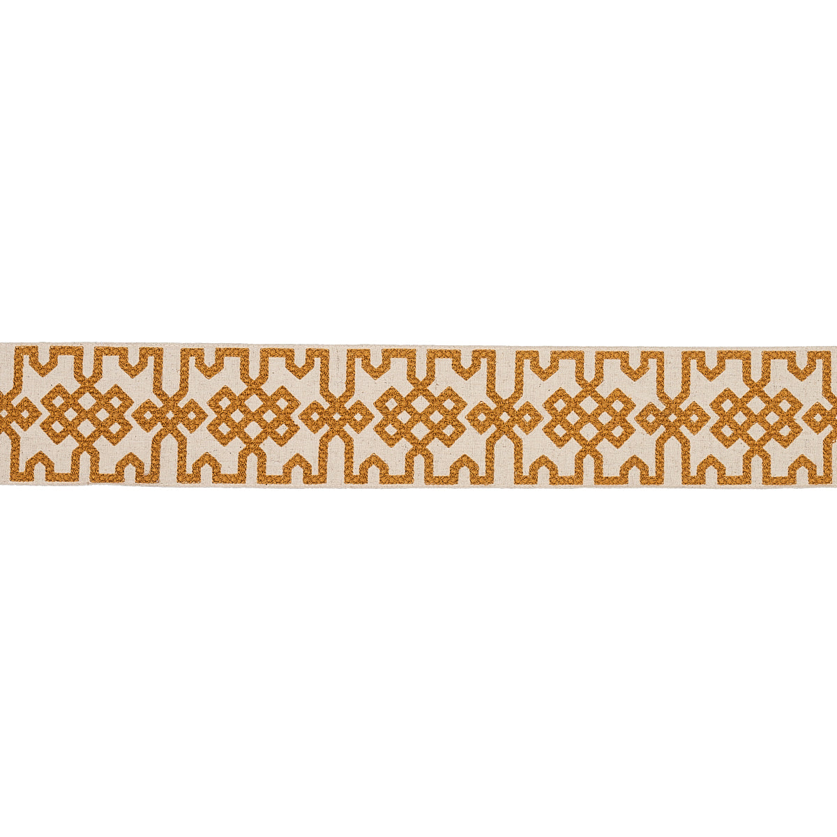KNOTTED-TRELLIS-TAPE-OCHER-ON-UNBLEACHED-SCHUMACHER-80882 - Schumacher Trim