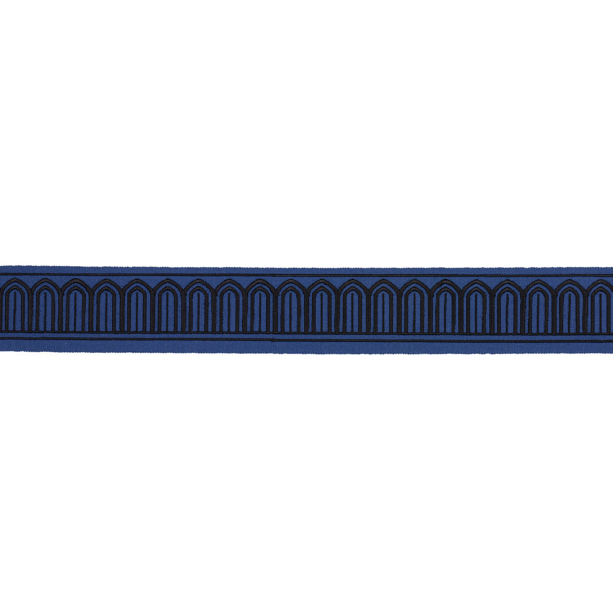 ARCHES-EMBROIDERED-TAPE-MEDIUM-BLACK-ON-NAVY-SCHUMACHER-81150 - Schumacher Trim