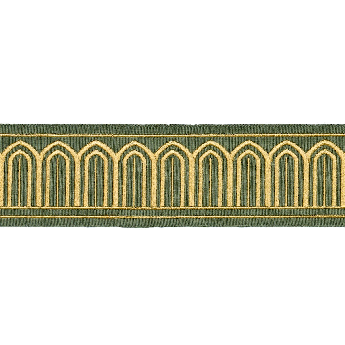 ARCHES-EMBROIDERED-TAPE-MEDIUM-OLIVE-SCHUMACHER-81152 - Schumacher Trim