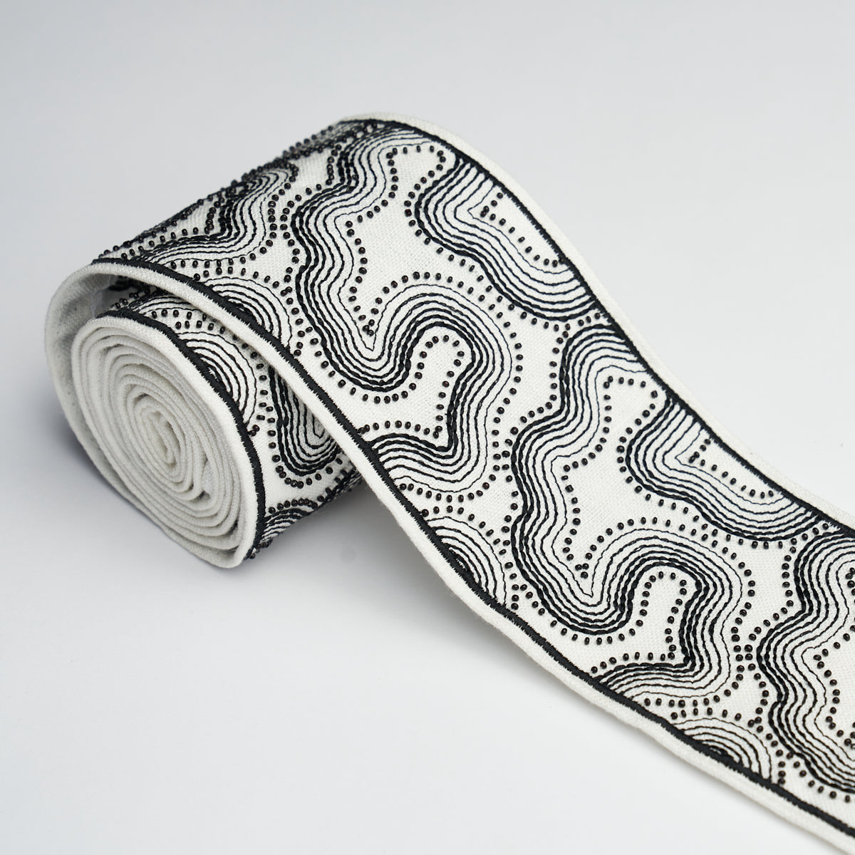TOPO-BEADED-TAPE-BLACK-WHITE-SCHUMACHER-81220 - Schumacher Trim