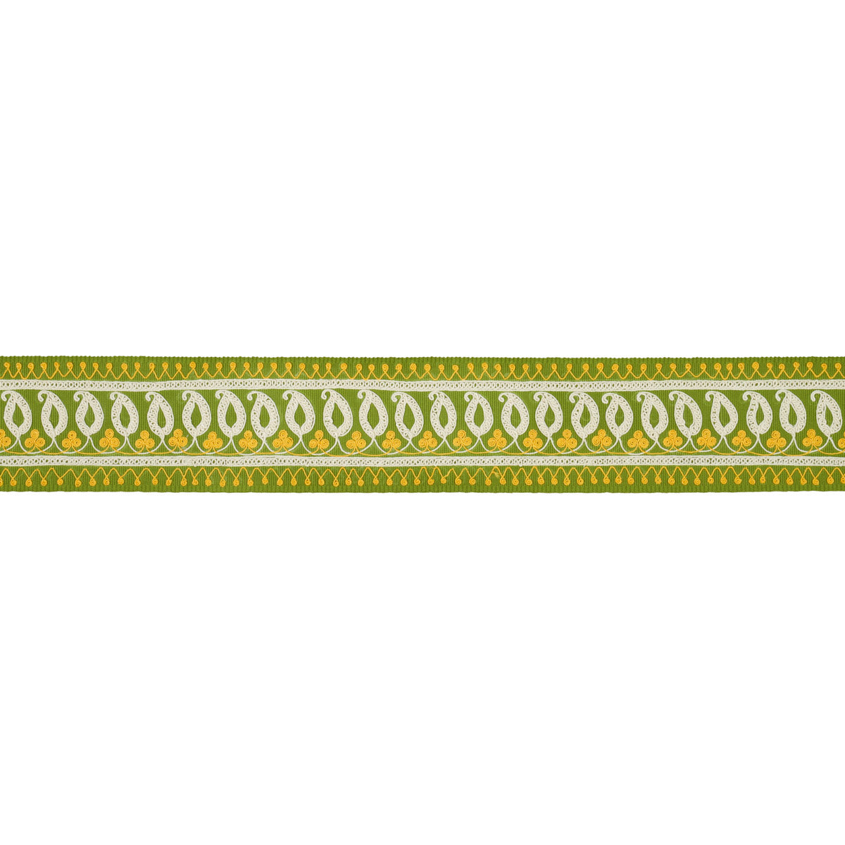 PAISLEY-EMBROIDERED-TAPE-GREEN-YELLOW-SCHUMACHER-81232 - Schumacher Trim