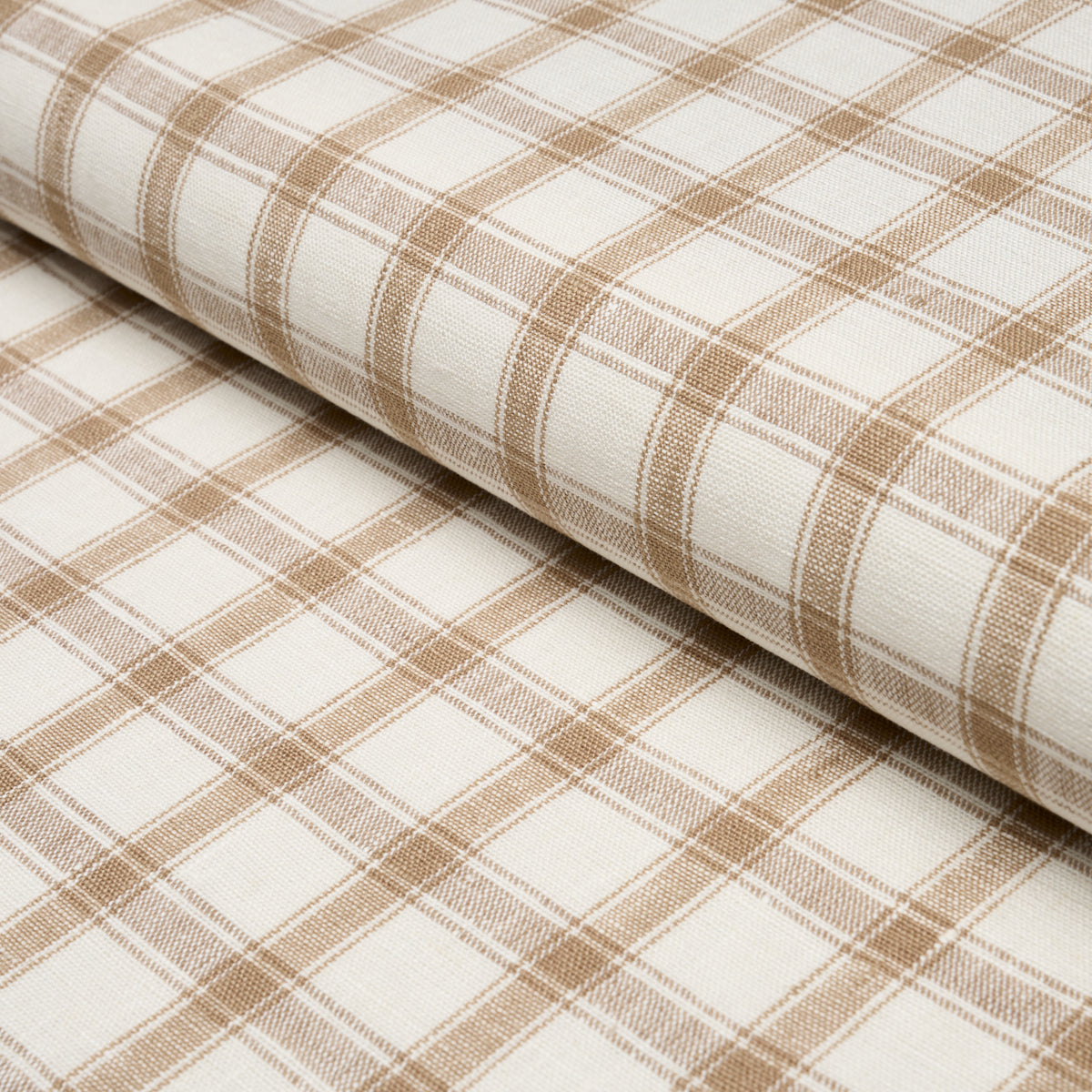 Crawford Linen Check - Neutral - Schumacher 81454 Fabric - Schumacher Fabric