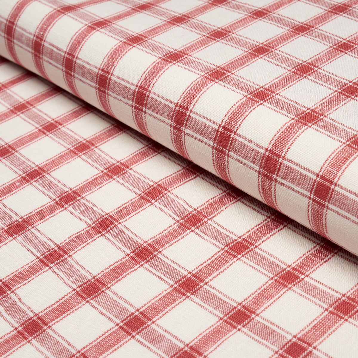 Crawford Linen Check - Red - Schumacher 81457 Fabric - Schumacher Fabric