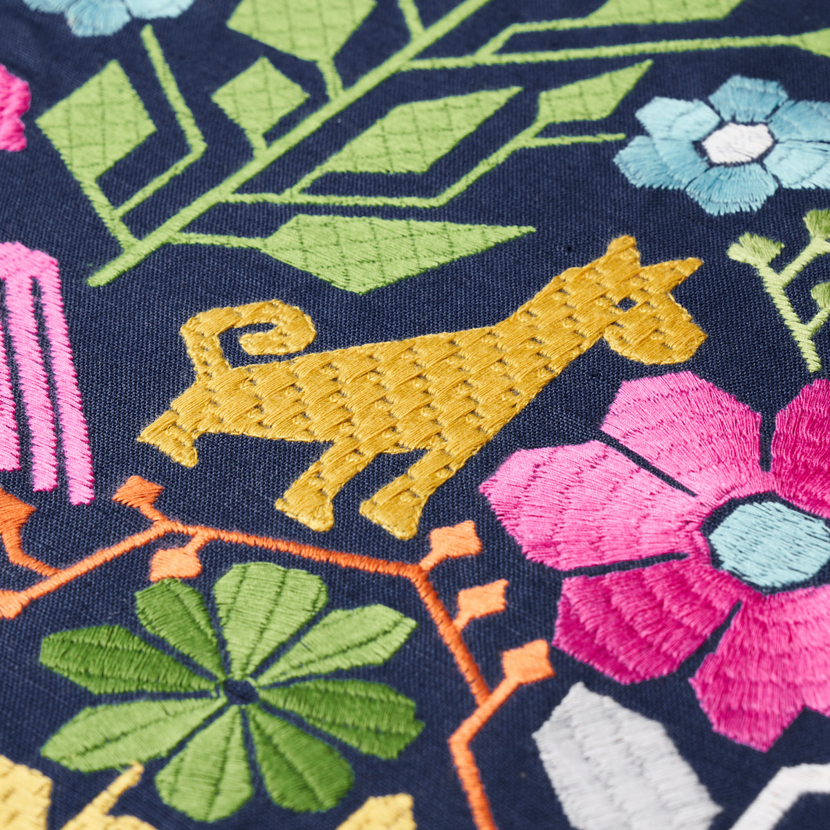LUPITA-EMBROIDERY-MULTI-ON-NAVY-SCHUMACHER-81520 - Schumacher Fabric