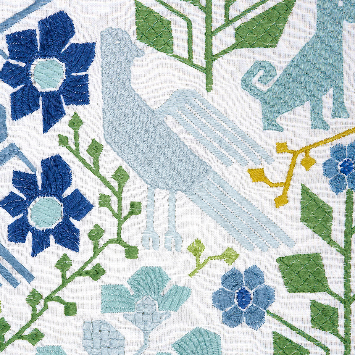 LUPITA-EMBROIDERY-GREEN-BLUE-SCHUMACHER-81521 - Schumacher Fabric
