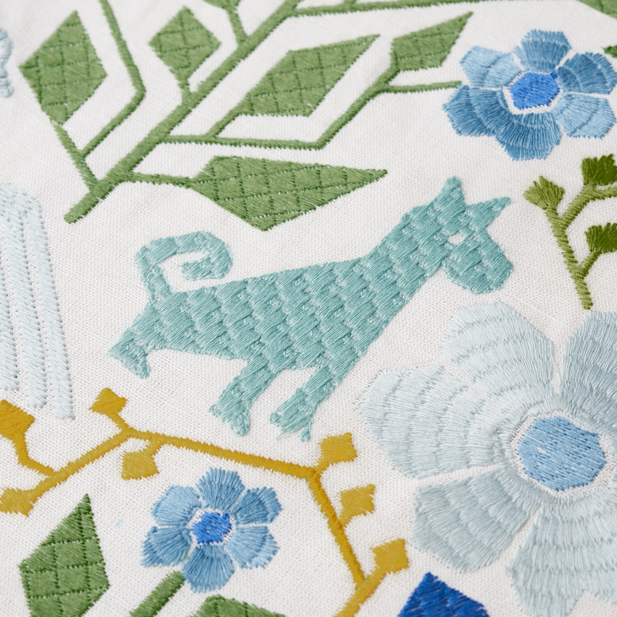 LUPITA-EMBROIDERY-GREEN-BLUE-SCHUMACHER-81521 - Schumacher Fabric