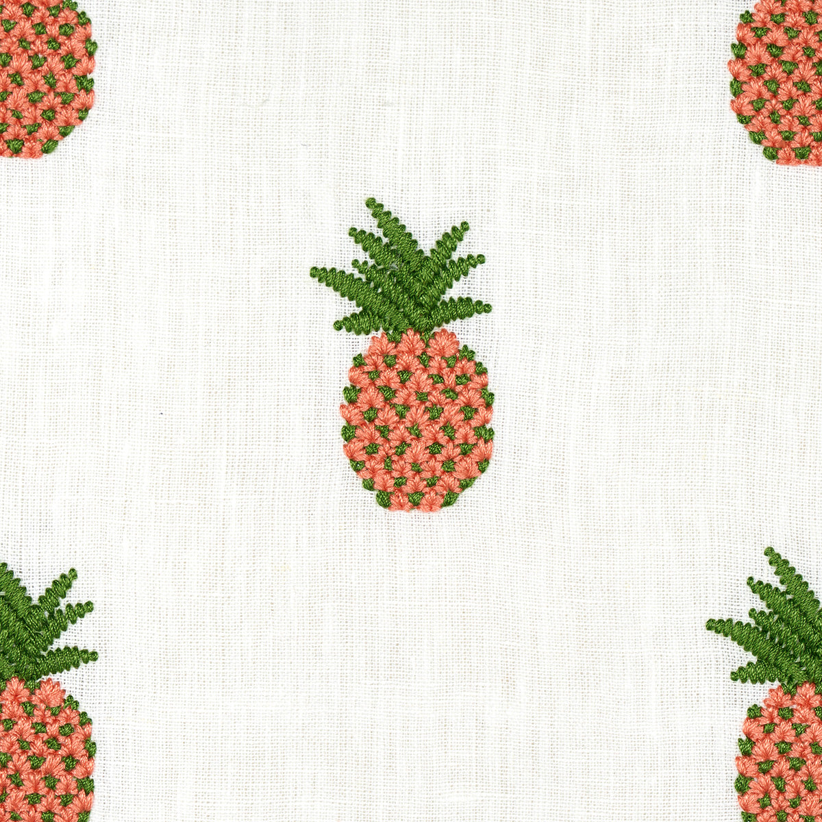 PINEAPPLE-EMBROIDERY-APRICOT-ON-IVORY-SCHUMACHER-81530 - Schumacher Fabric