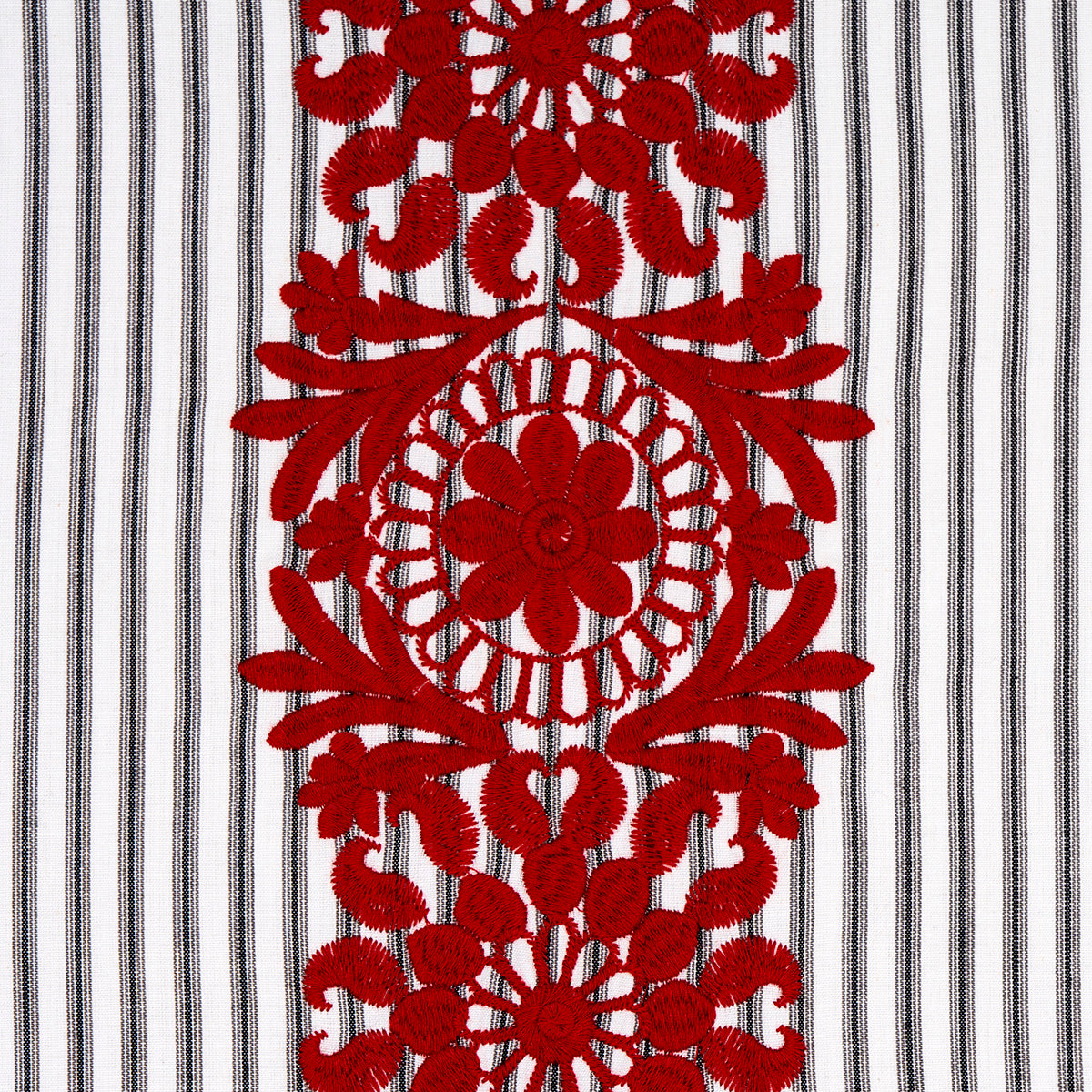 JOELLE-STRIPE-RED-ON-BLACK-SCHUMACHER-81542 - Schumacher Fabric