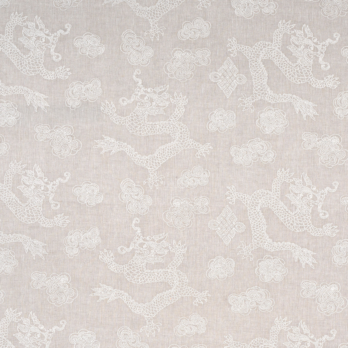 DRAGON-EMBROIDERY-IVORY-ON-NATURAL-SCHUMACHER-81551 - Schumacher Fabric