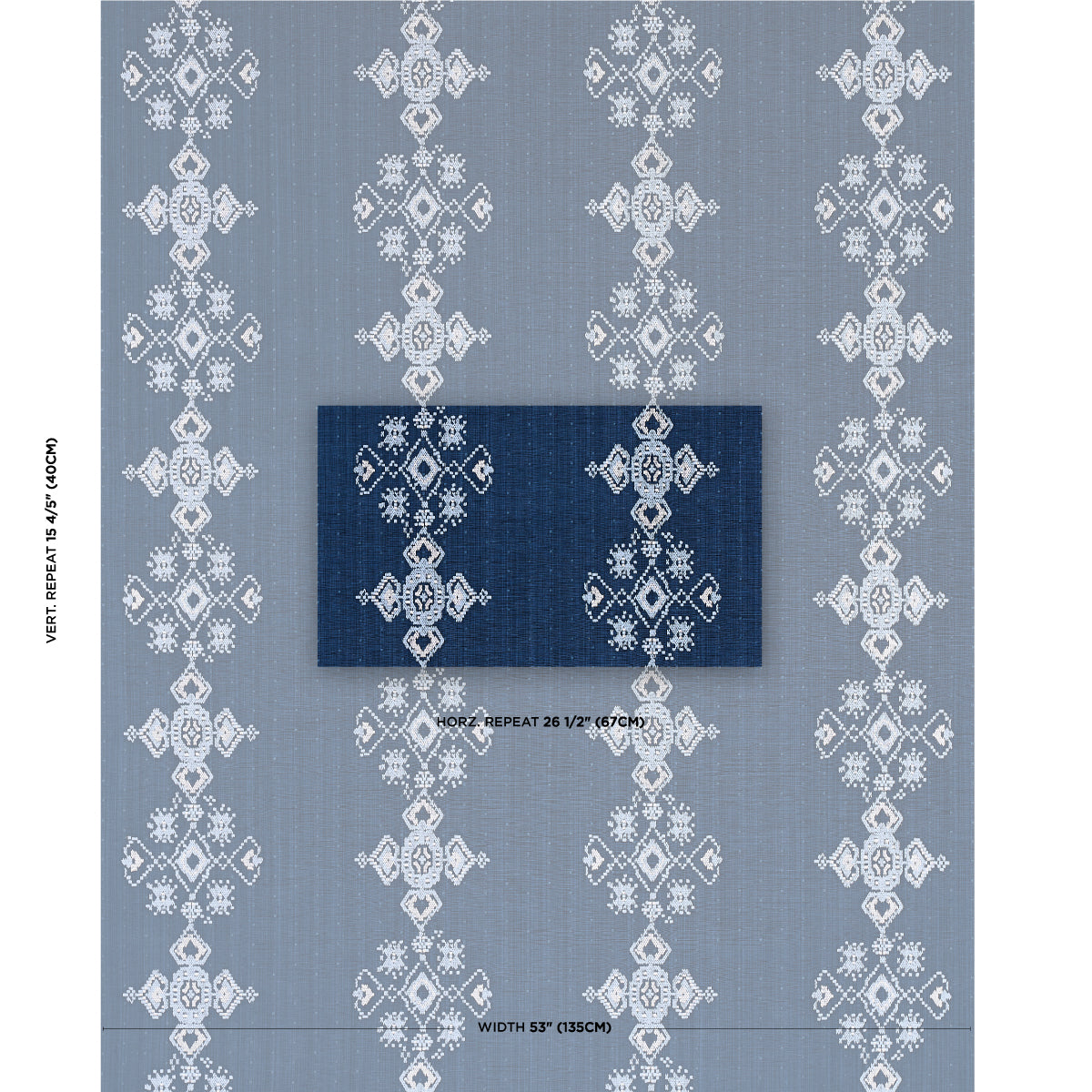 NADIRA-EMBROIDERY-INDIGO-SCHUMACHER-82070 - Schumacher Fabric