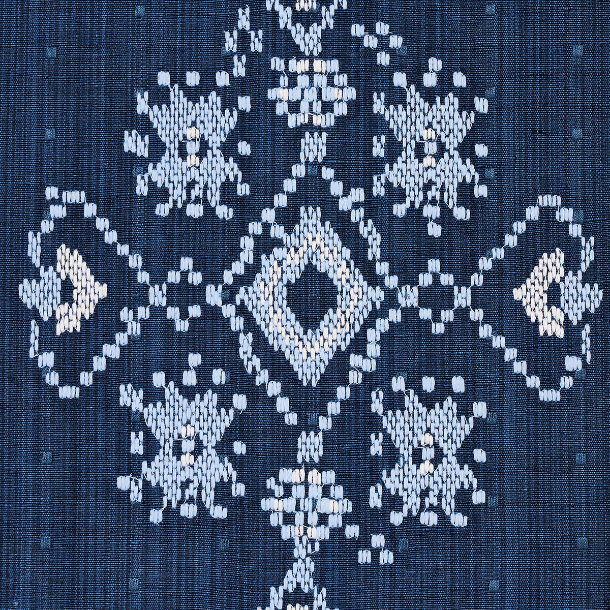 Nadira Embroidery - Indigo - Schumacher 82070 Fabric - Schumacher Fabric