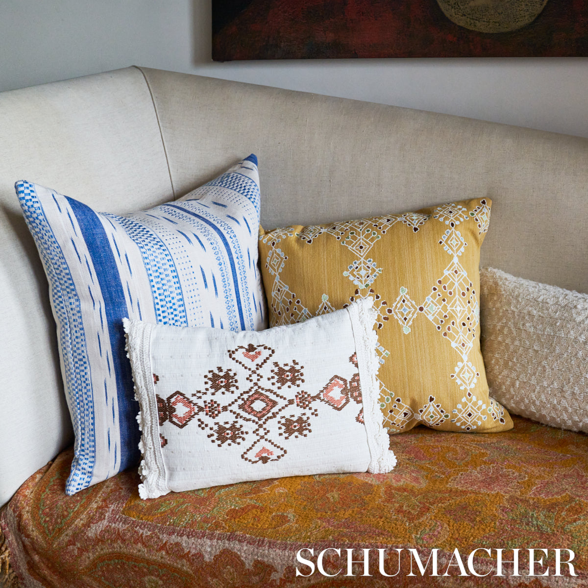 NADIRA-EMBROIDERY-COCOA-SCHUMACHER-82071 - Schumacher Fabric