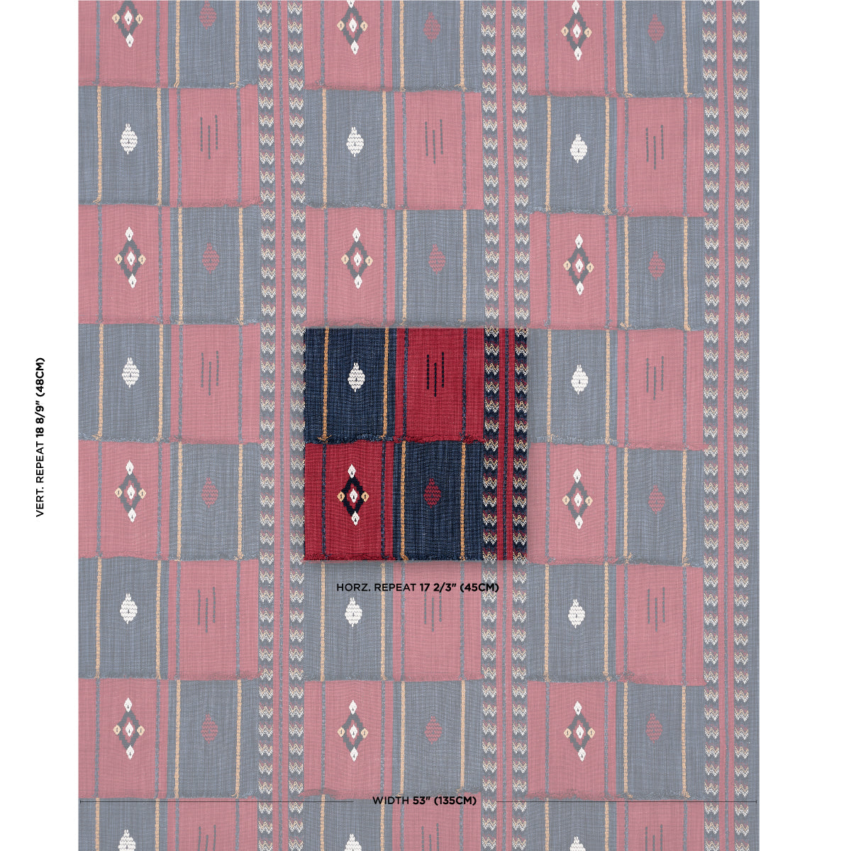 ARAVALI-PATCHWORK-CERISE-AND-INK-SCHUMACHER-82091 - Schumacher Fabric
