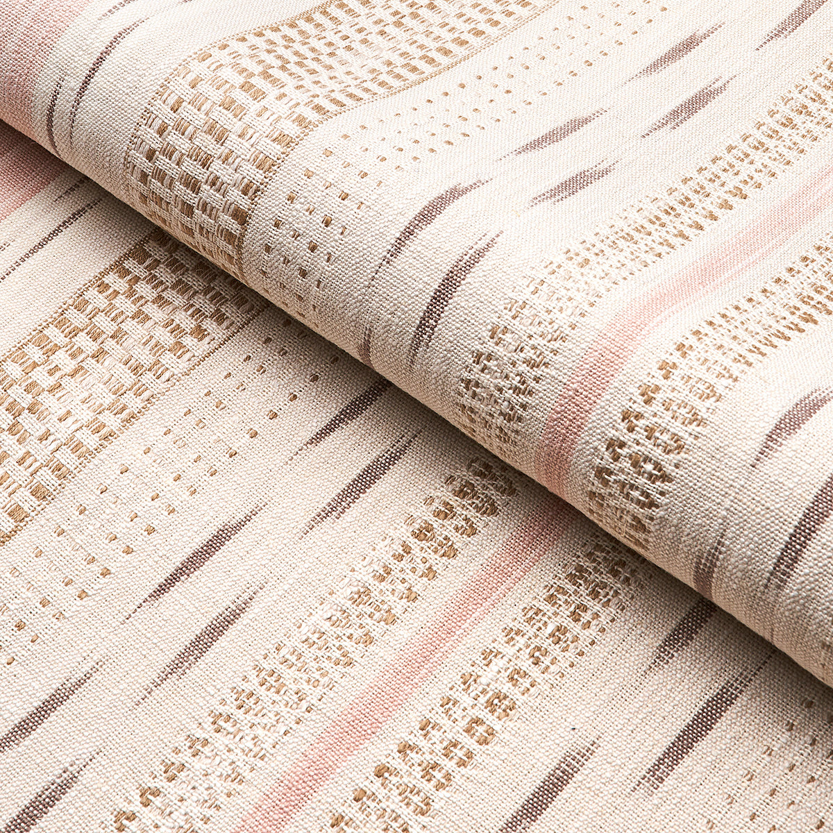MIRZA-IKAT-STRIPE-BLUSH-ON-NATURAL-SCHUMACHER-82111 - Schumacher Fabric