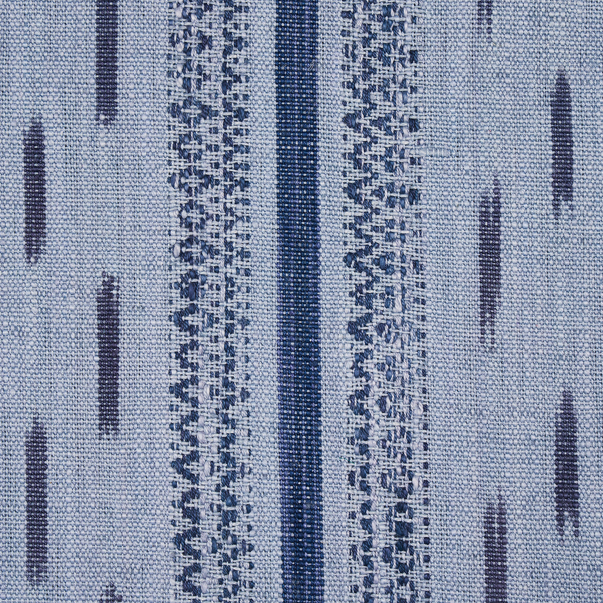Mirza Ikat Stripe - Indigo On Chambray - Schumacher 82112 Fabric - Schumacher Fabric