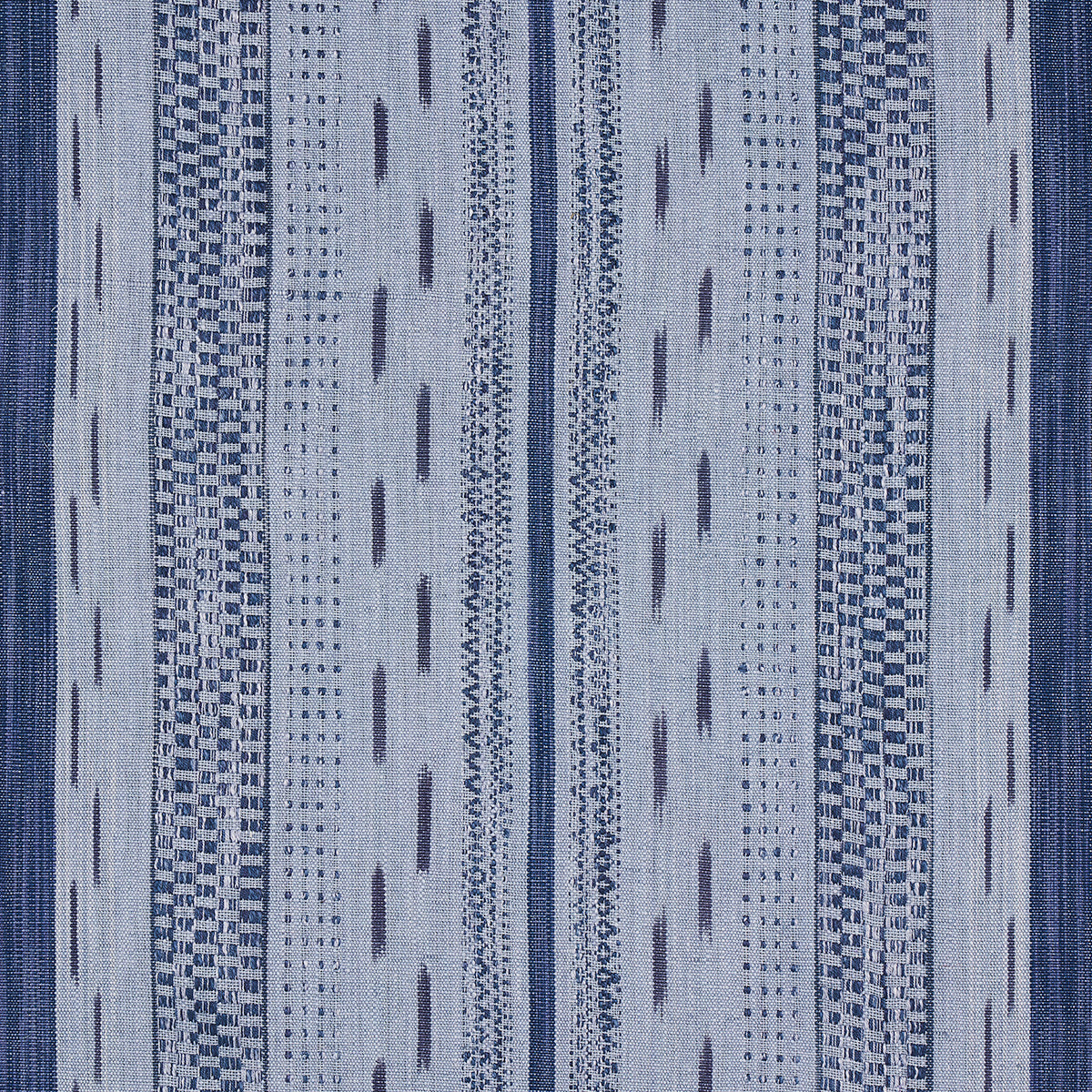 MIRZA-IKAT-STRIPE-INDIGO-ON-CHAMBRAY-SCHUMACHER-82112 - Schumacher Fabric