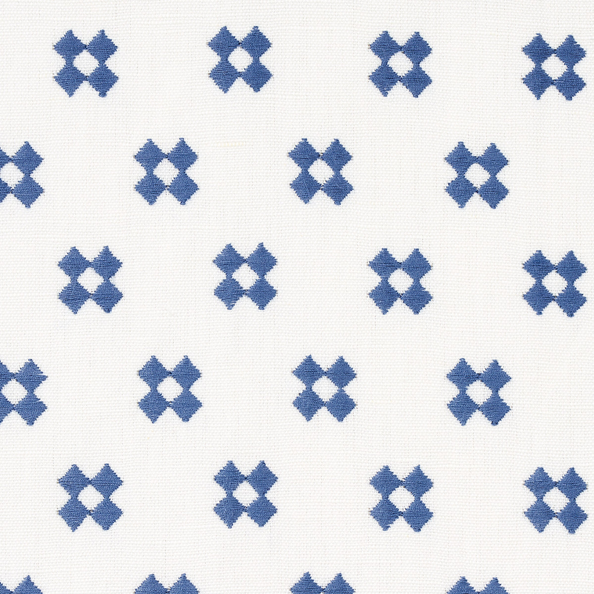 THANDIE-EMBROIDERY-BLUE-ON-IVORY-SCHUMACHER-82121 - Schumacher Fabric