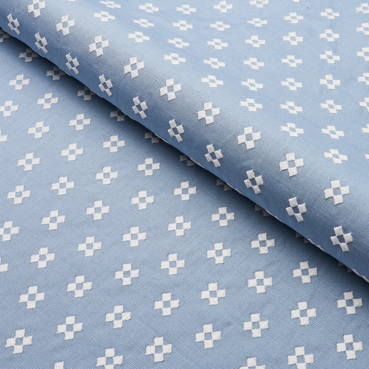 THANDIE-EMBROIDERY-IVORY-ON-CHAMBRAY-SCHUMACHER-82122 - Schumacher Fabric