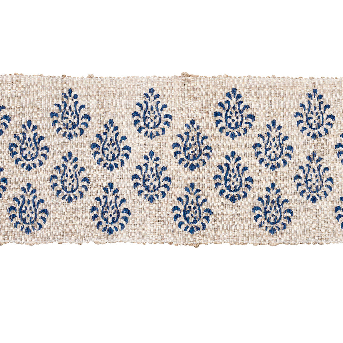 LEILA-HAND-BLOCK-MATKA-TAPE-INDIGO-SCHUMACHER-82130 - Schumacher Trim