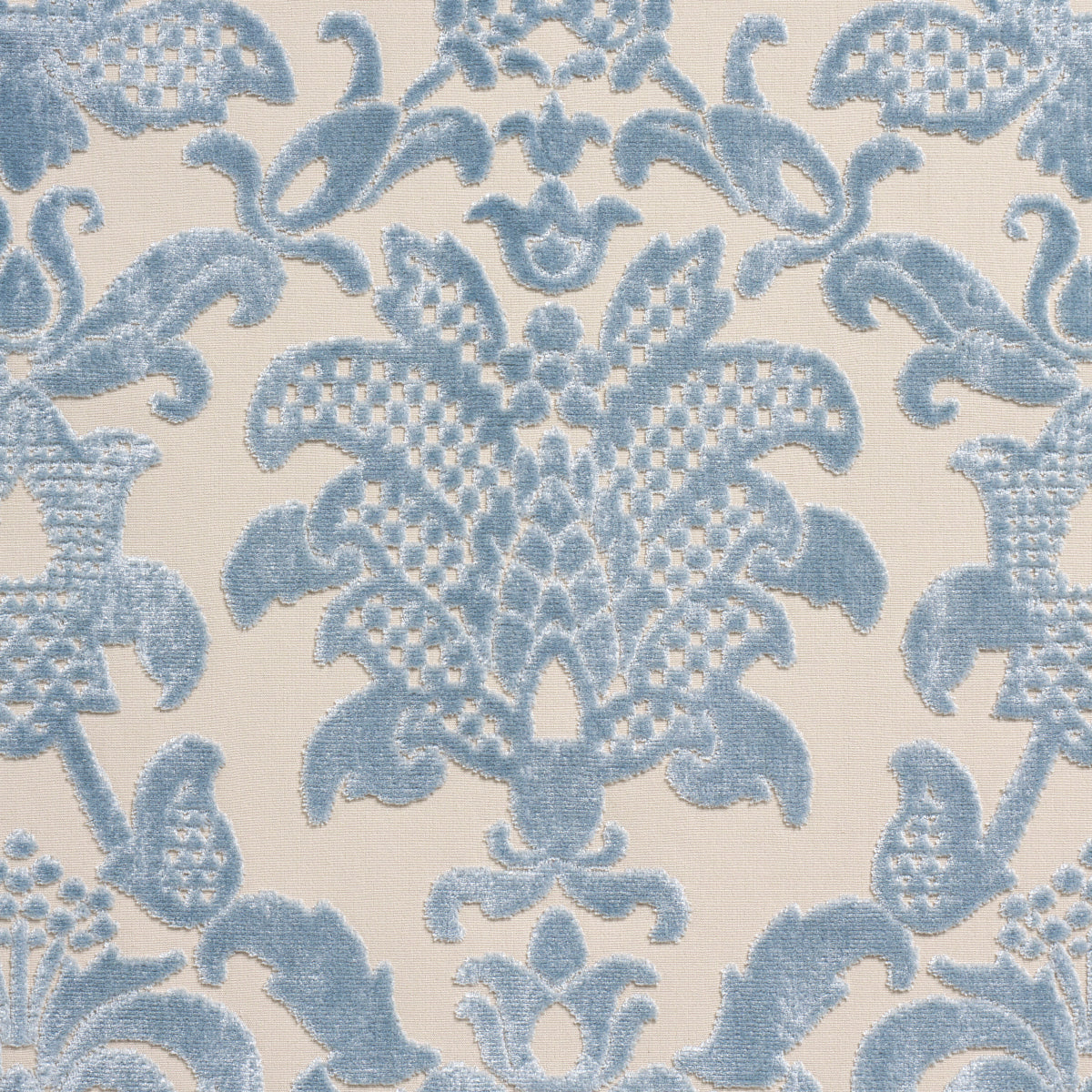 LIMBOURG-DAMASK-VELVET-SKY-SCHUMACHER-82160 - Schumacher Fabric