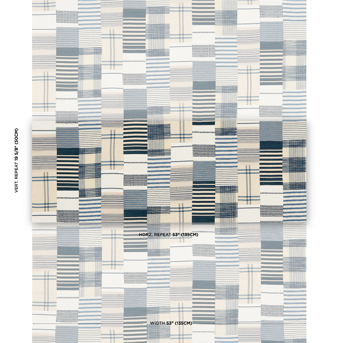 CARLISLE-PATCHWORK-INDIGO-SCHUMACHER-82900 - Schumacher Fabric