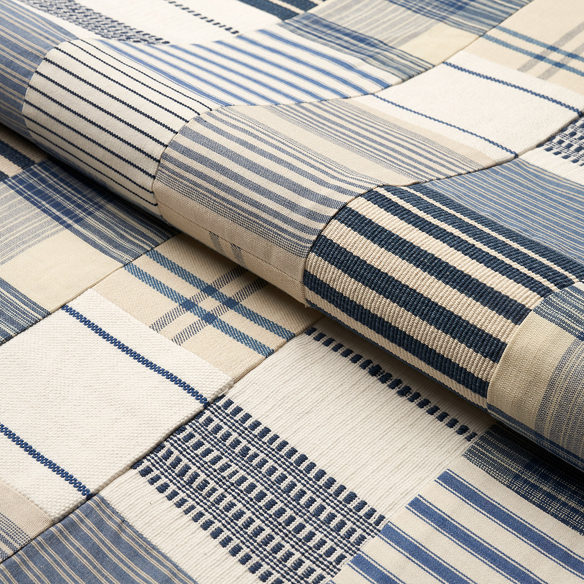 Carlisle Patchwork - Indigo - Schumacher 82900 Fabric - Schumacher Fabric