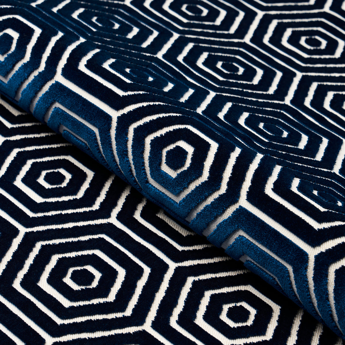 Bees Knees Cut Velvet - Navy - Schumacher 83211 Fabric - Schumacher Fabric