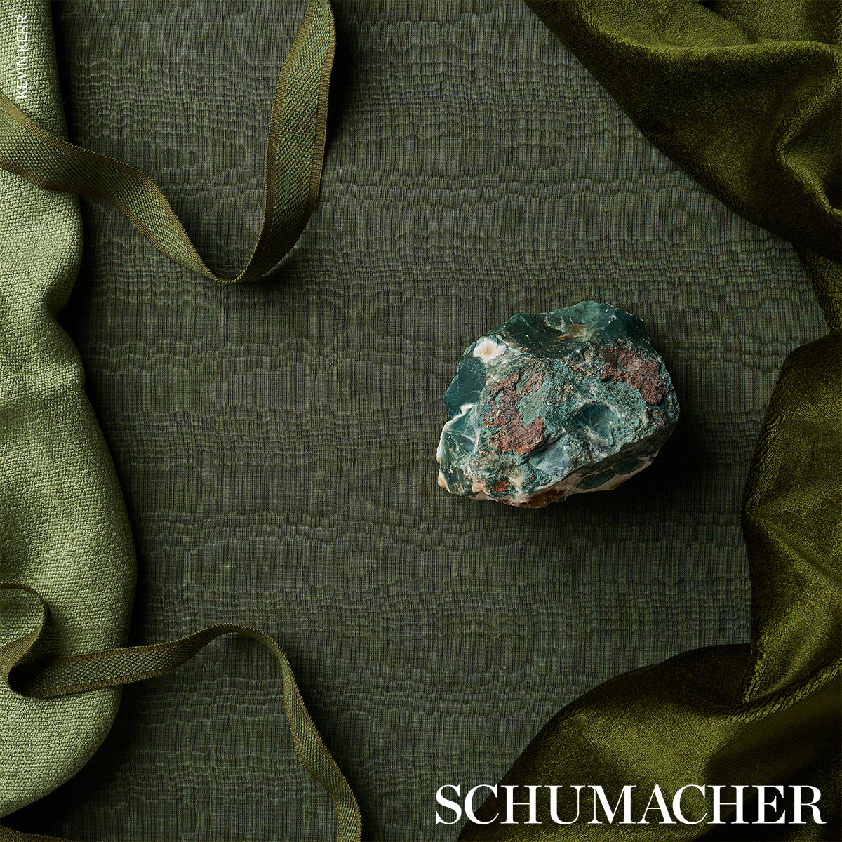 BEAU-COTTON-LINEN-MOIRE-OLIVE-SCHUMACHER-83253 - Schumacher Fabric