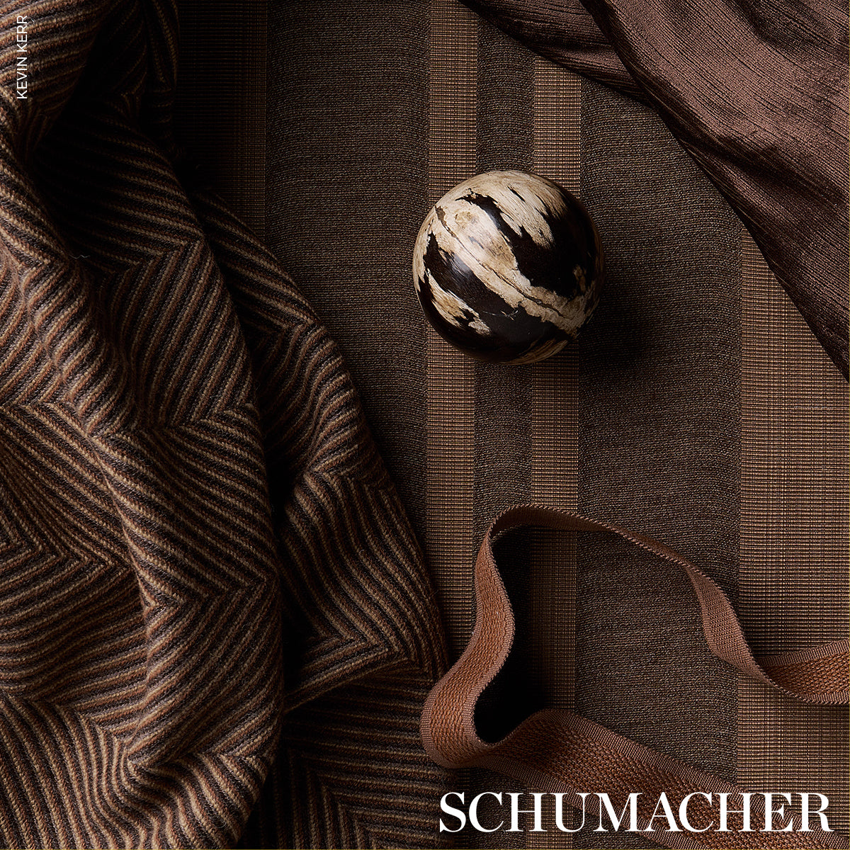SIMON-WOOL-LINEN-STRIPE-BROWN-SCHUMACHER-83260 - Schumacher Fabric