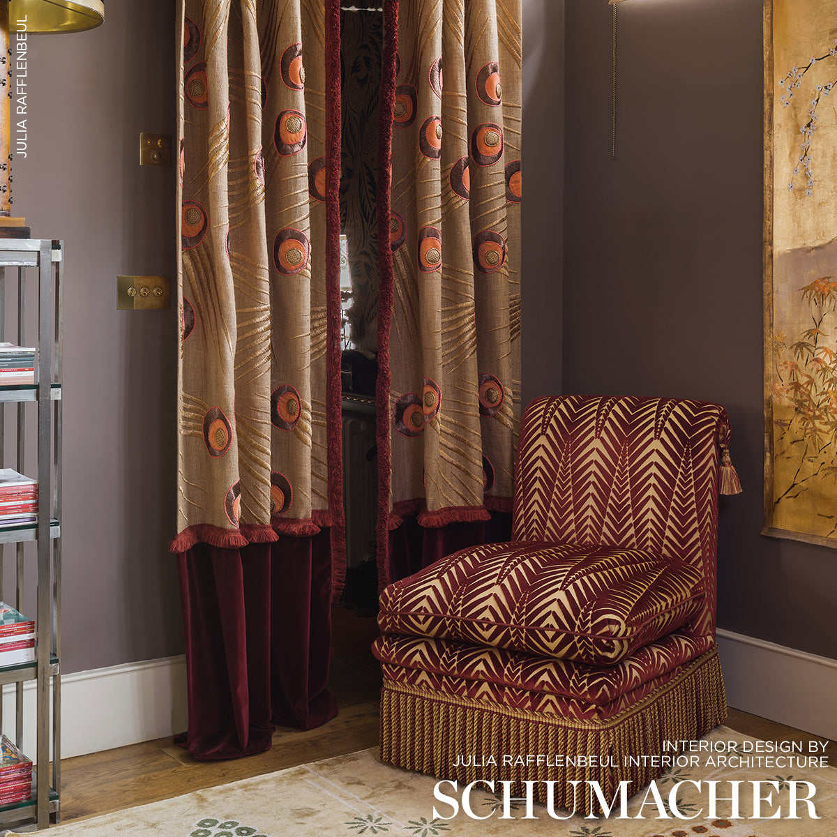 ZEBRA-VELVET-GOLD-PLUM-SCHUMACHER-83401 - Schumacher Fabric