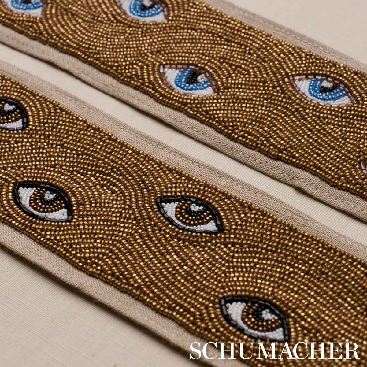 Mind's Eye Beaded Tape - Brown & Gold - Schumacher 83620 - Schumacher Trim