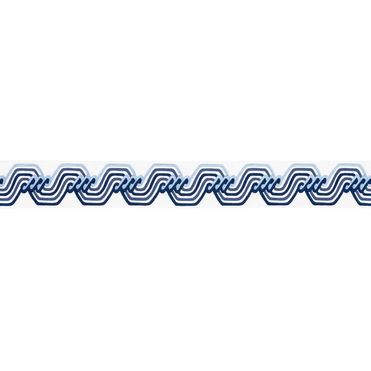 The Twist Embroidered Tape - Blue - Schumacher 83630 - Schumacher Trim