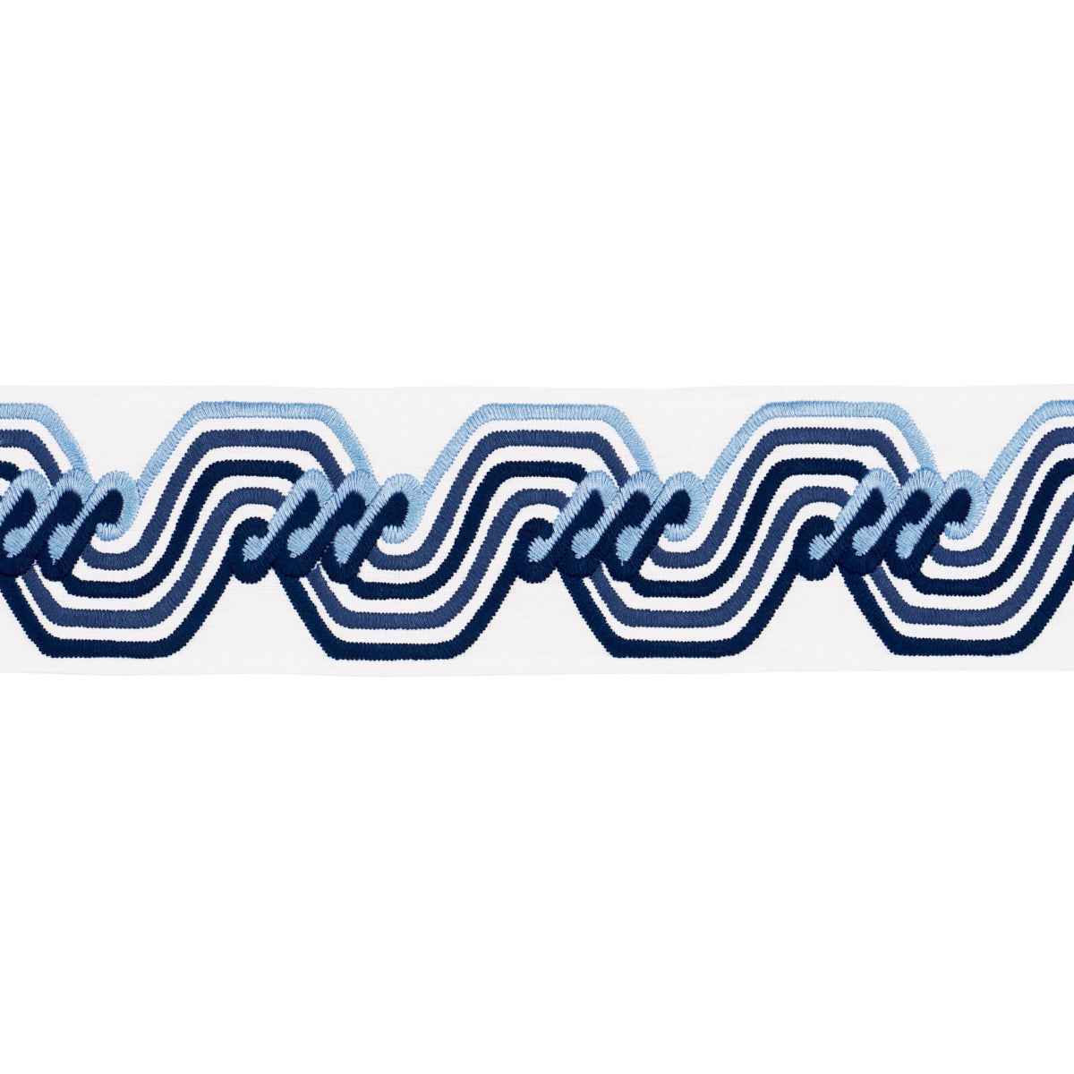 The Twist Embroidered Tape - Blue - Schumacher 83630
