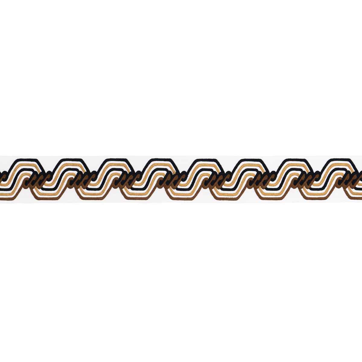 The Twist Embroidered Tape - Brown - Schumacher 83632 - Schumacher Trim