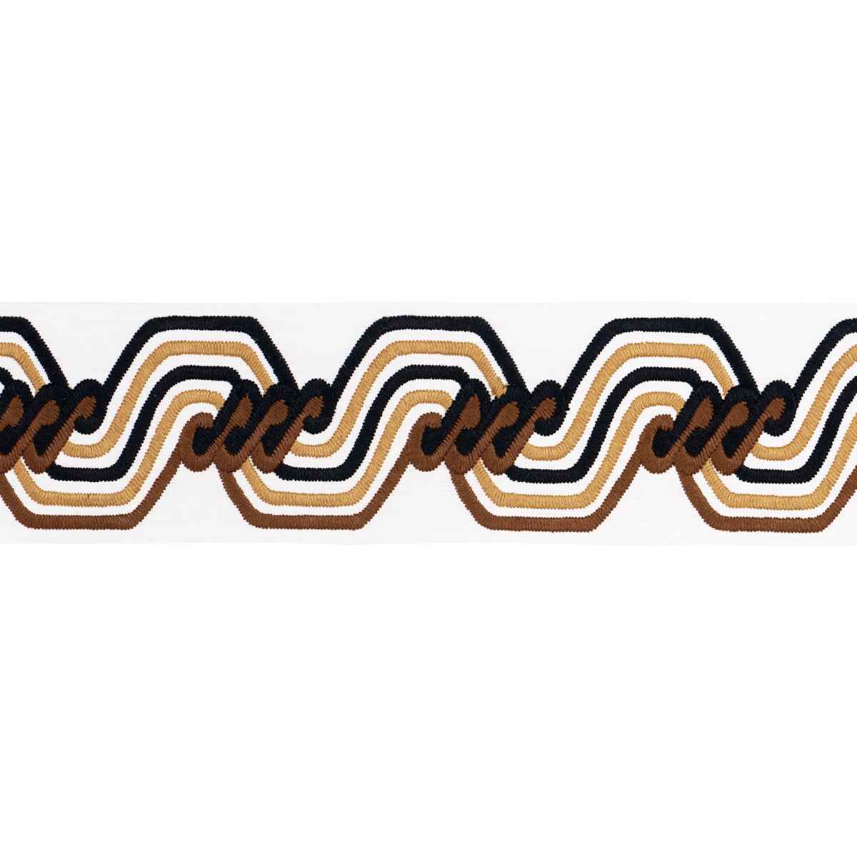 The Twist Embroidered Tape - Brown - Schumacher 83632