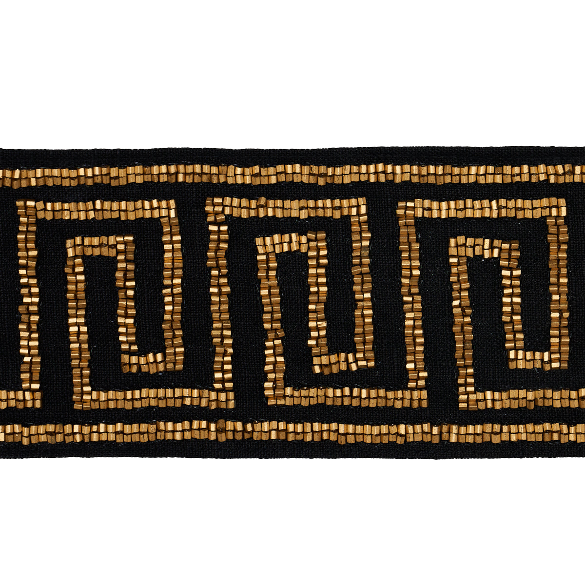 DELPHI-BEADED-TAPE-GOLD-ON-BLACK-SCHUMACHER-83642 - Schumacher Trim