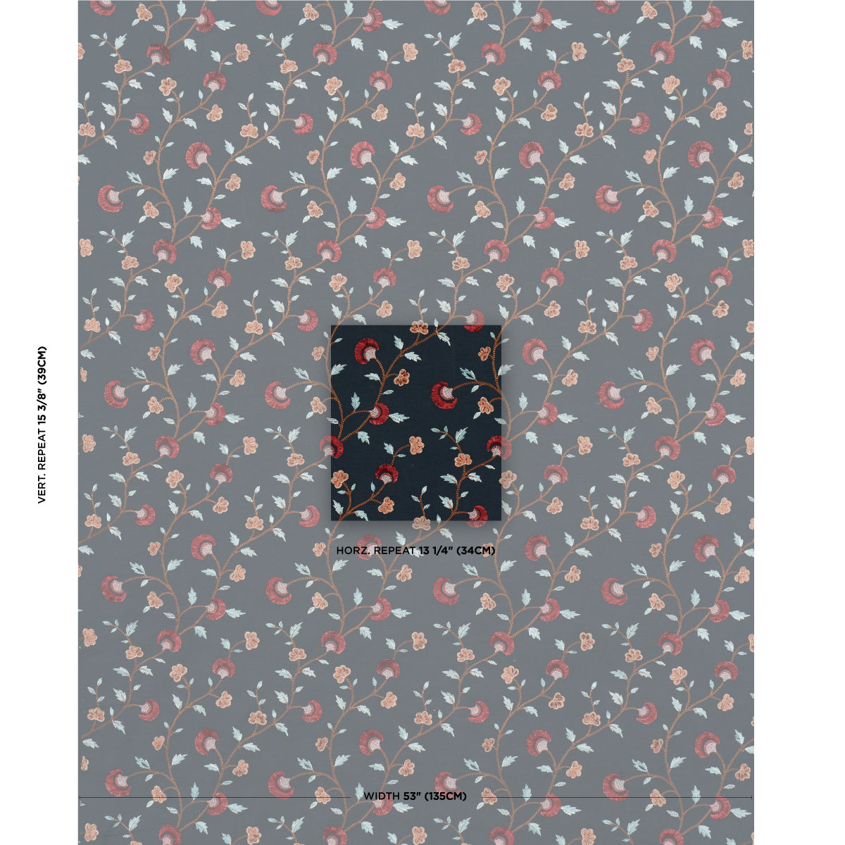 IYLA-EMBROIDERY-MIDNIGHT-ROUGE-SCHUMACHER-83662 - Schumacher Fabric