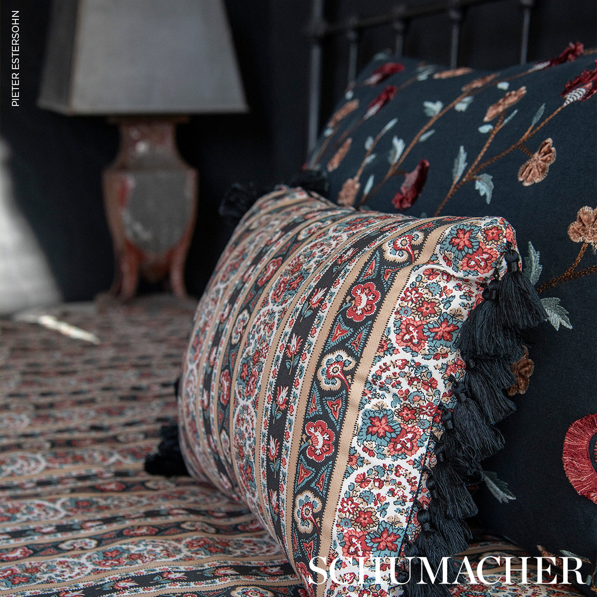 IYLA-EMBROIDERY-MIDNIGHT-ROUGE-SCHUMACHER-83662 - Schumacher Fabric