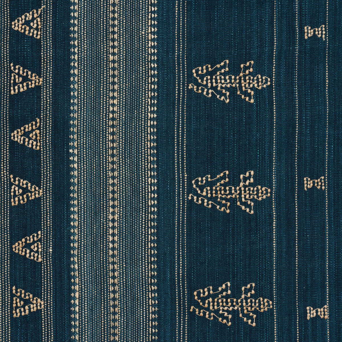 NIMA-EMBROIDERED-COTTON-LINEN-INDIGO-SCHUMACHER-84060 - Schumacher Fabric