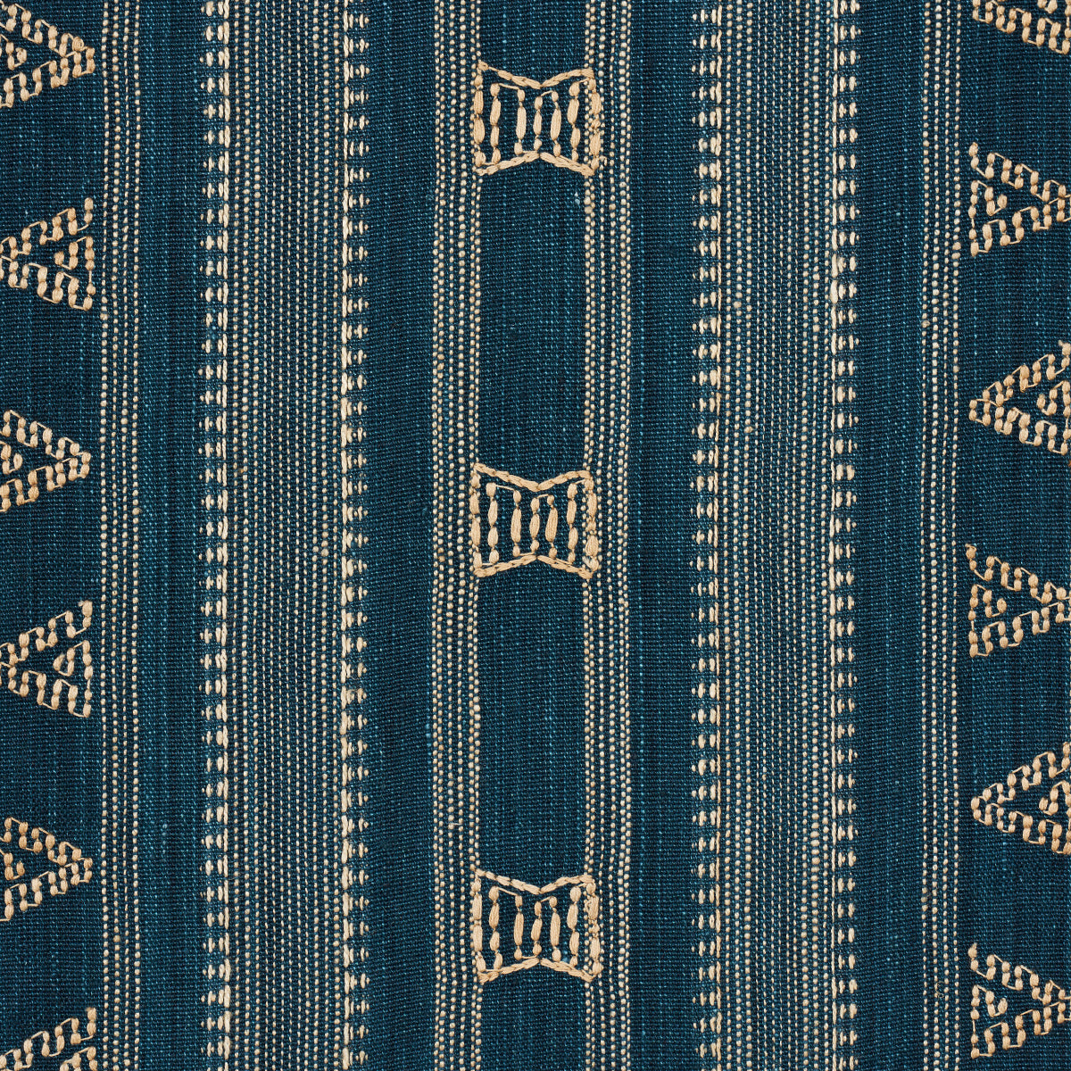 NIMA-EMBROIDERED-COTTON-LINEN-INDIGO-SCHUMACHER-84060 - Schumacher Fabric
