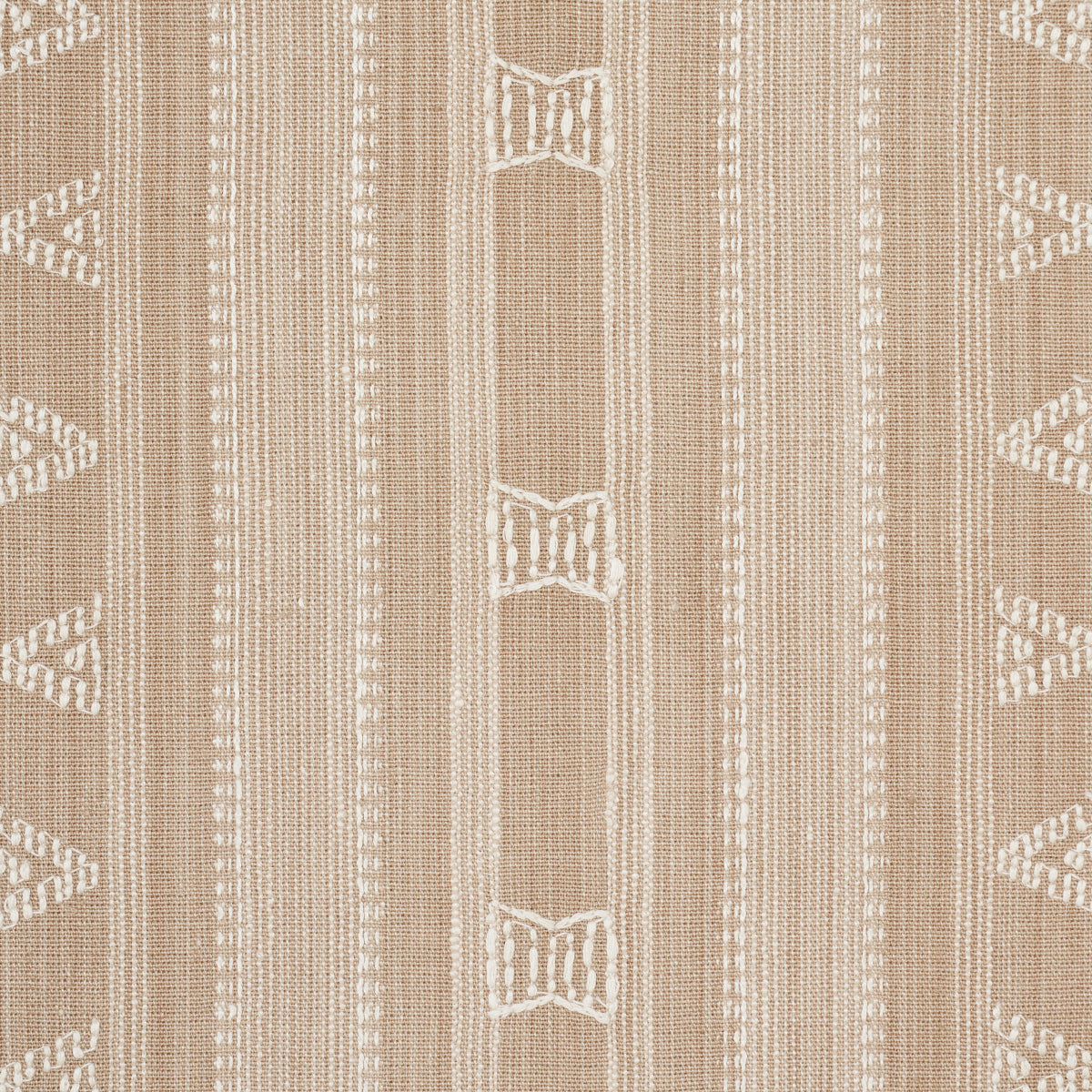Nima Embroidered Cotton Linen - Tan - Schumacher 84062 Fabric - Schumacher Fabric
