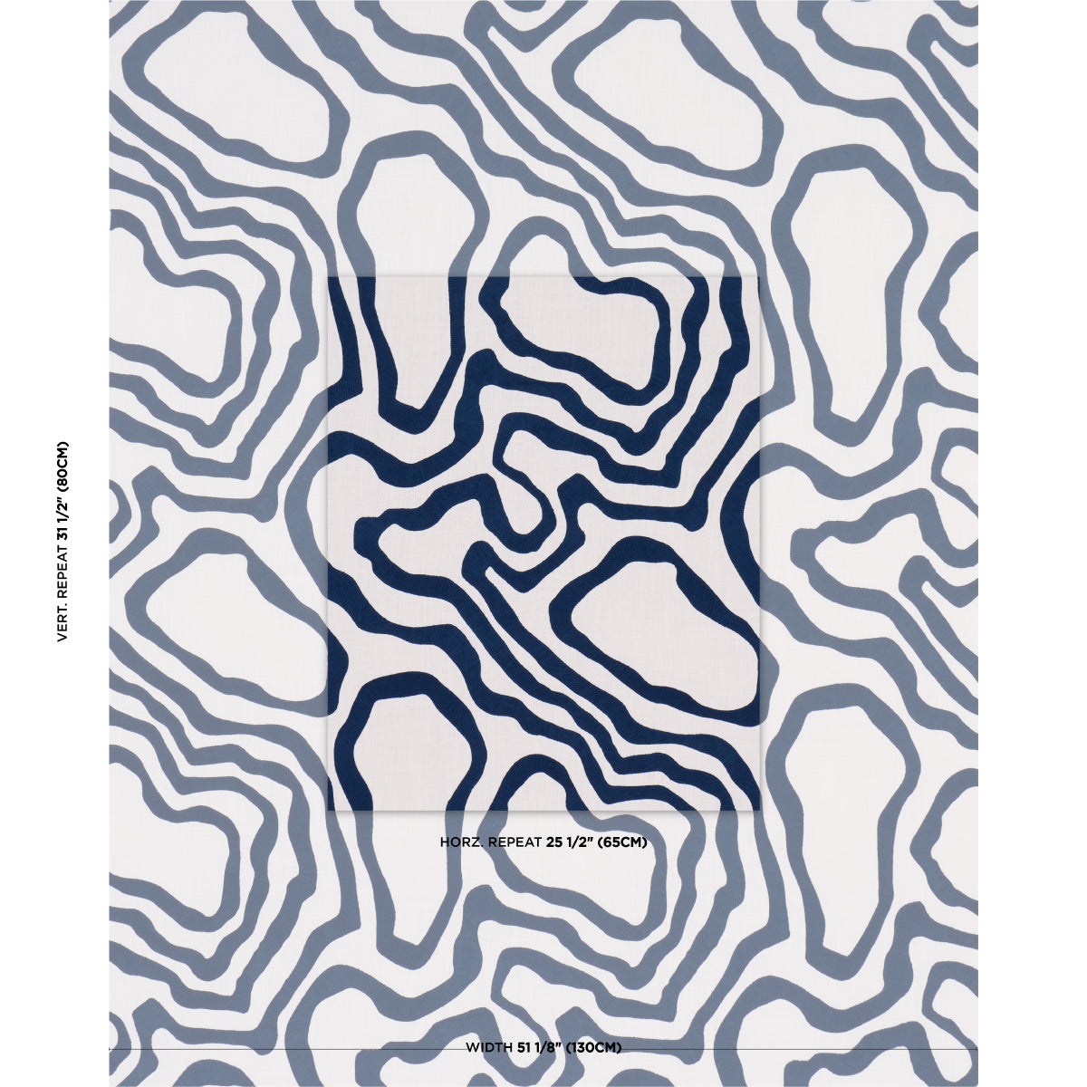 Defeo Embroidery - Indigo - Schumacher 84432 Fabric - Schumacher Fabric