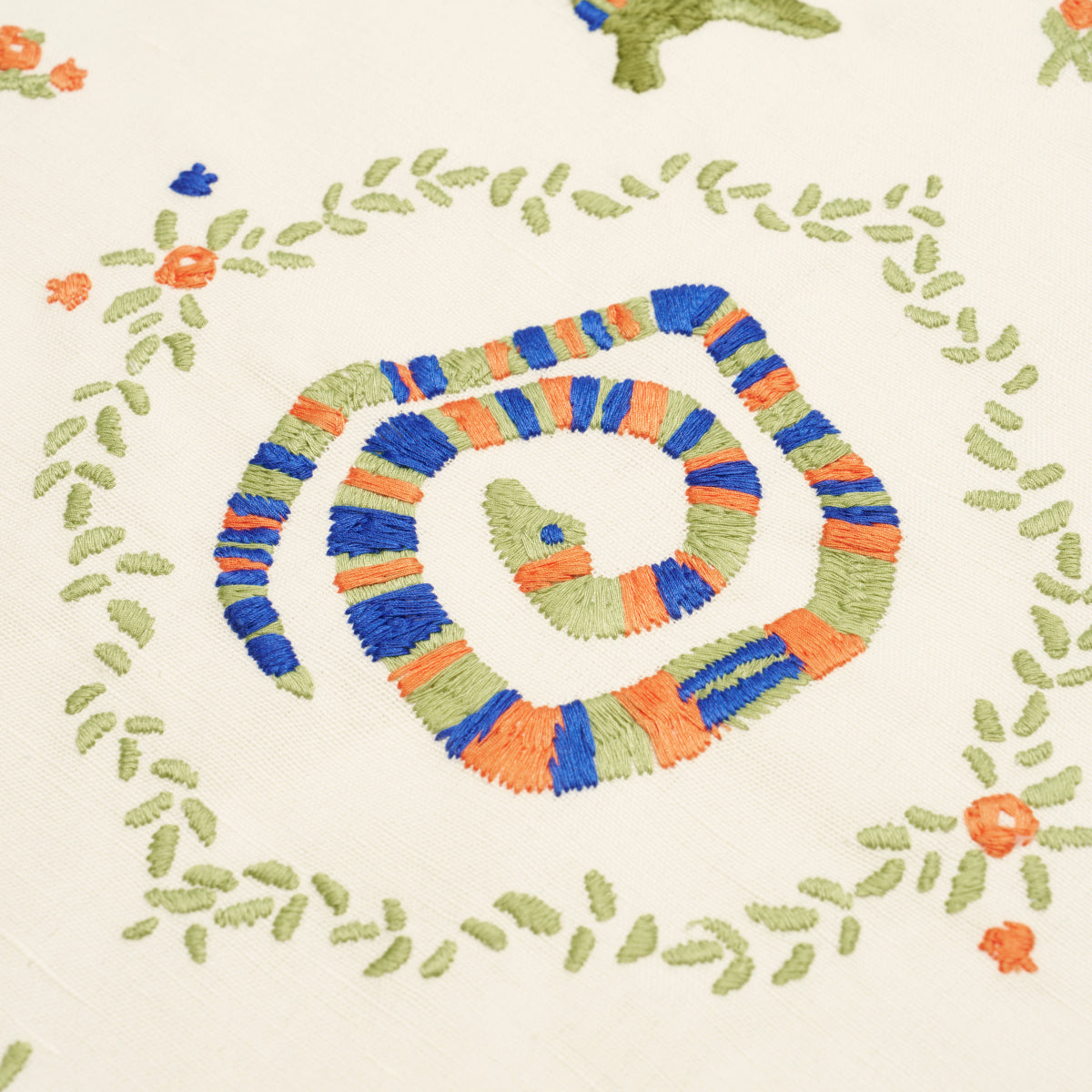 Reptilia Embroidery - Bright Multi On Ivory - Schumacher 84540 Fabric - Schumacher Fabric