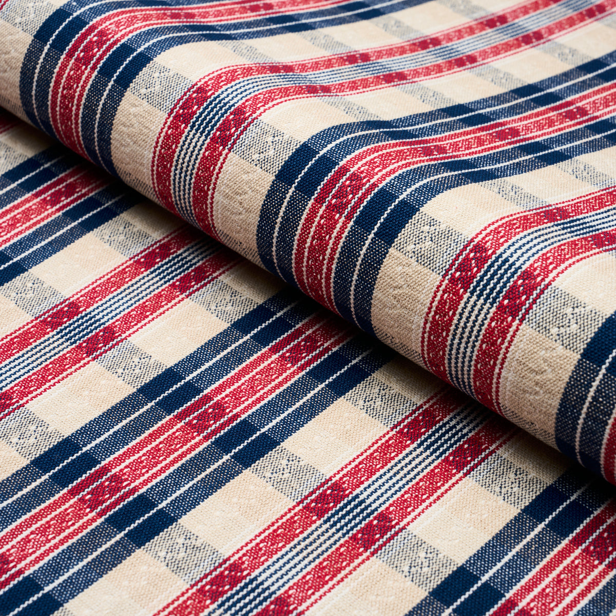Fonda Hand Woven Plaid - Rouge & Navy - Schumacher 84720 Fabric - Schumacher Fabric