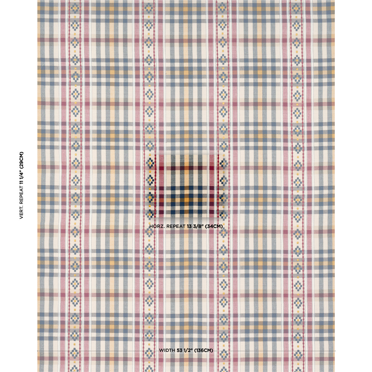 HUTTON-HAND-WOVEN-CHECK-ROUGE-NAVY-SCHUMACHER-84730 - Schumacher Tela