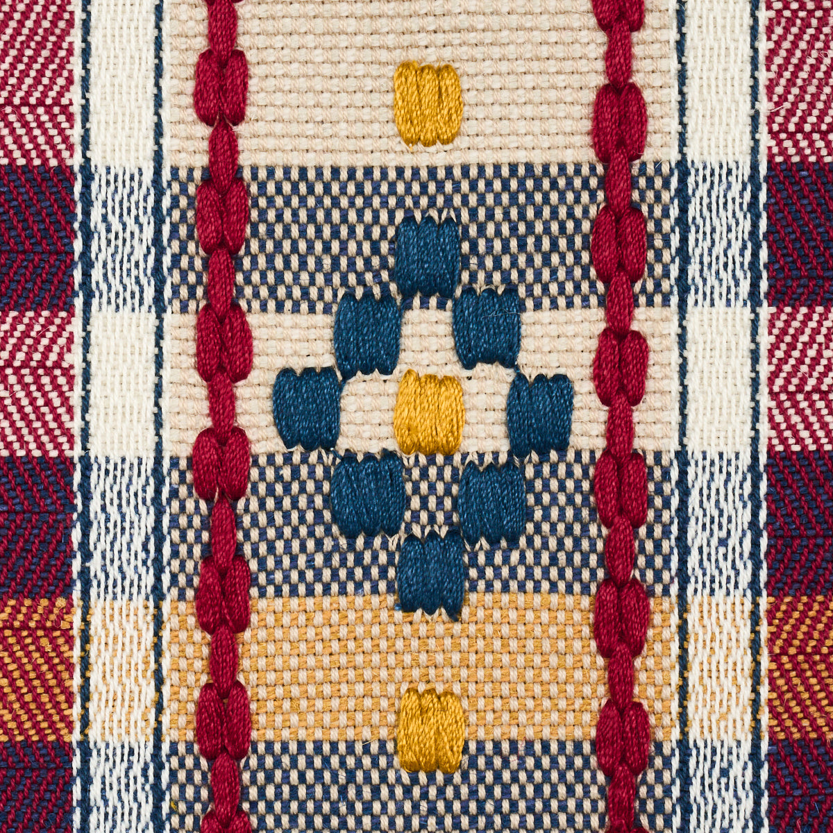 HUTTON-HAND-WOVEN-CHECK-ROUGE-NAVY-SCHUMACHER-84730 - Schumacher Tela