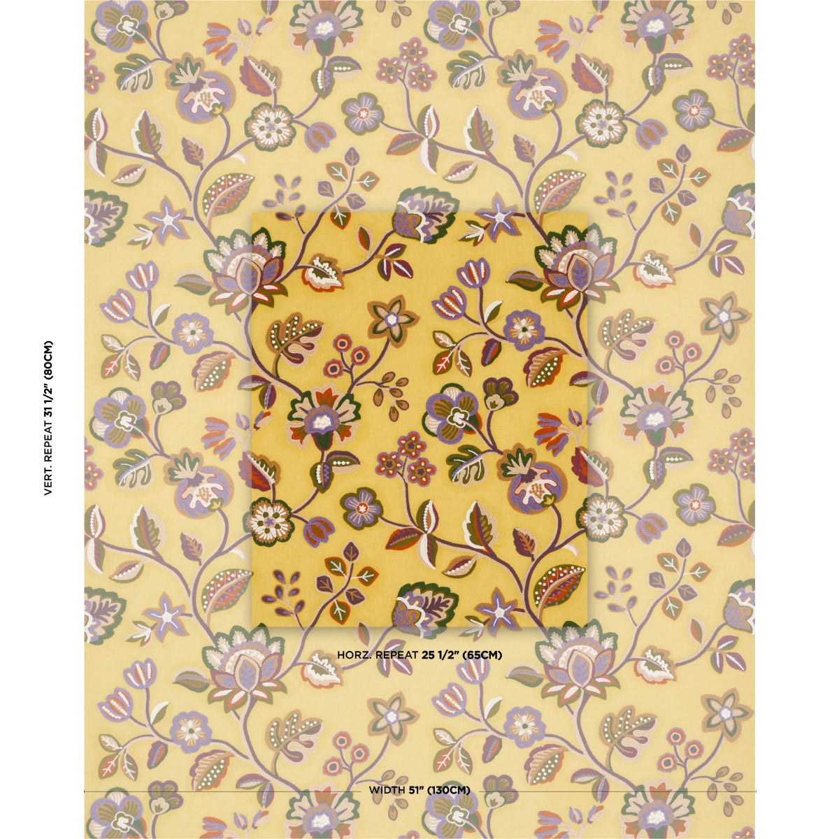 LOULOU-EMBROIDERY-MARIGOLD-SCHUMACHER-84751 - Schumacher Fabric