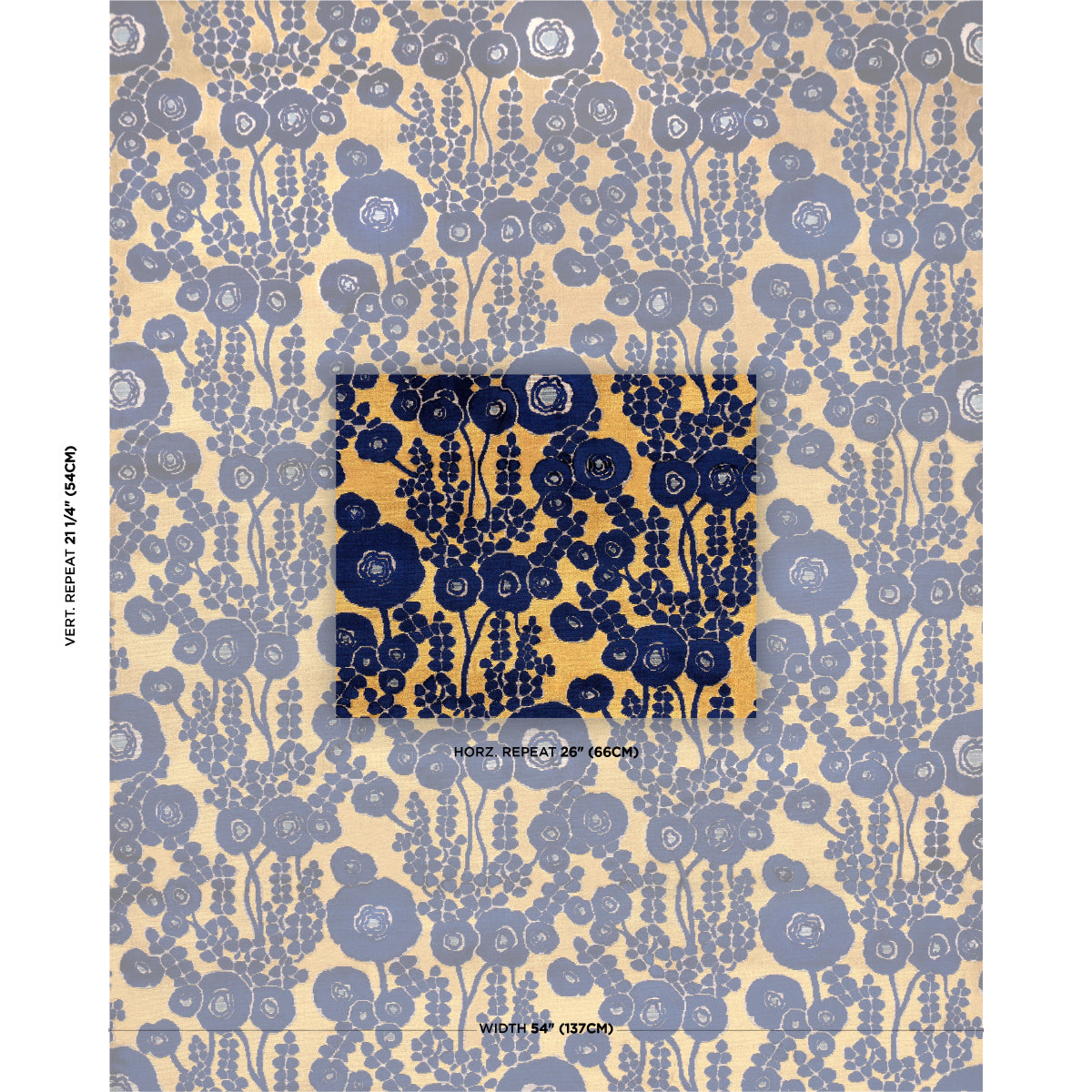 EMELIE-VELVET-SAPPHIRE-GOLD-SCHUMACHER-84791 - Schumacher Fabric