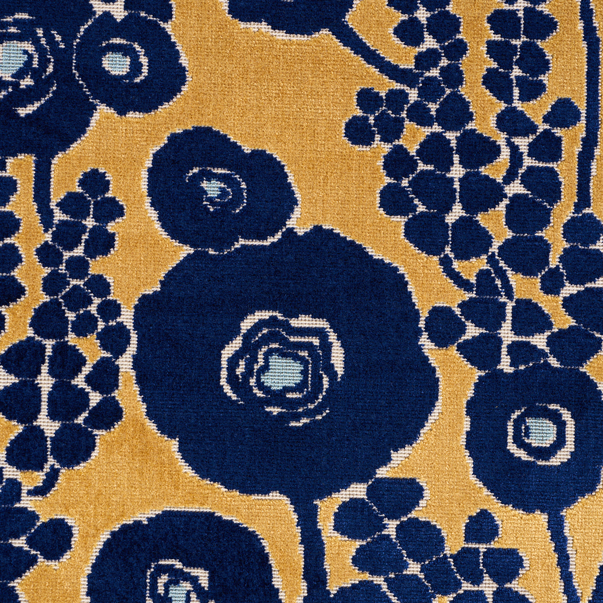 Emelie Velvet - Sapphire & Gold - Schumacher 84791 Fabric - Schumacher Fabric