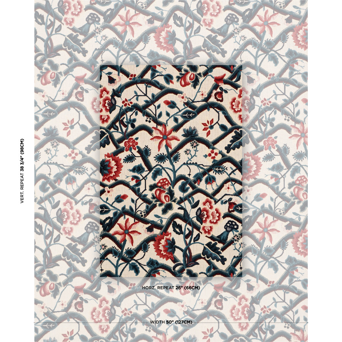 JACOBEAN-GARDEN-VELVET-CINNABAR-PEACOCK-SCHUMACHER-84821 - Schumacher Fabric